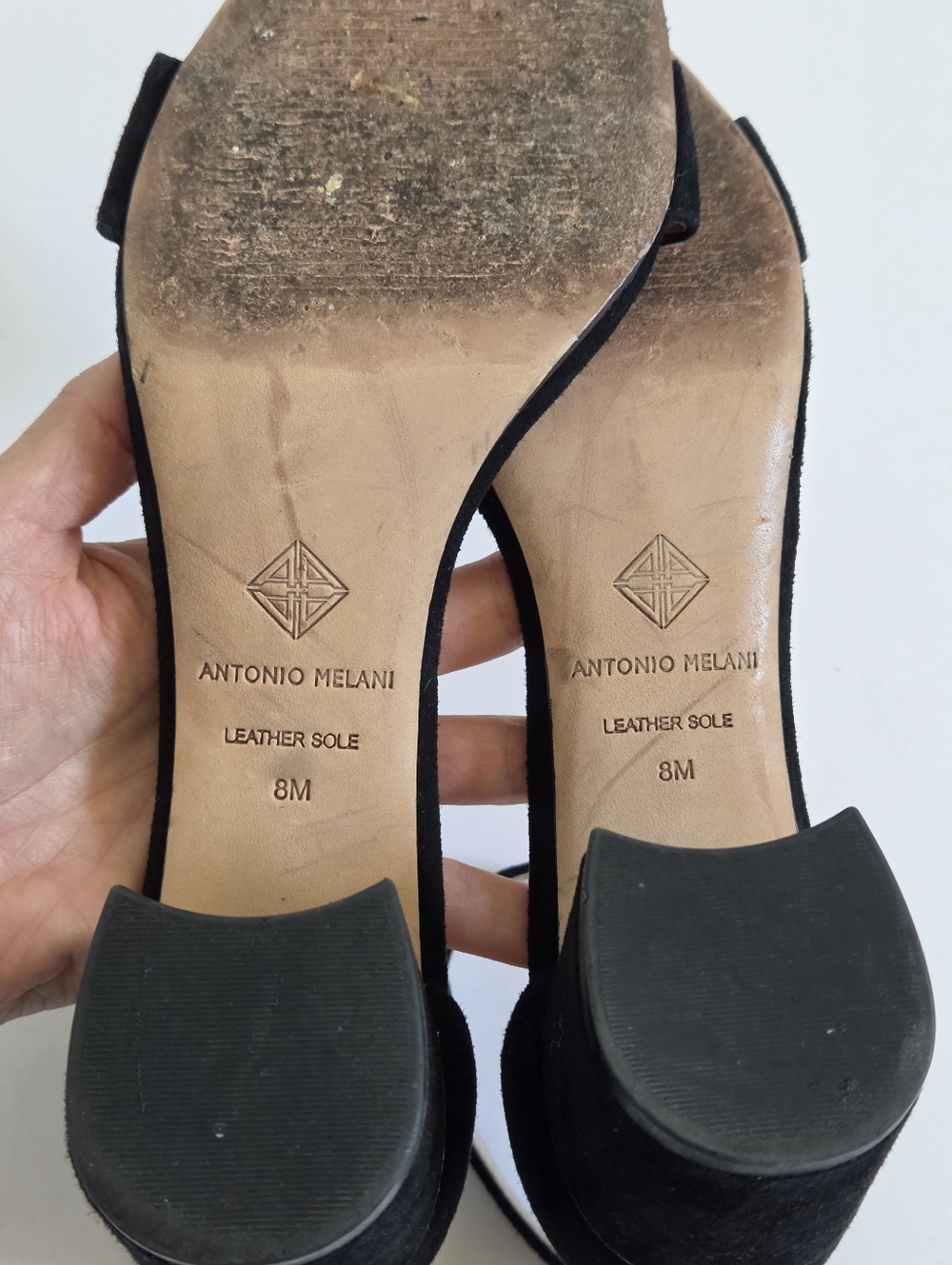 Antonio Melani Odella black suede ankle strap block heel sandals sz 8 - Picture 4 of 6